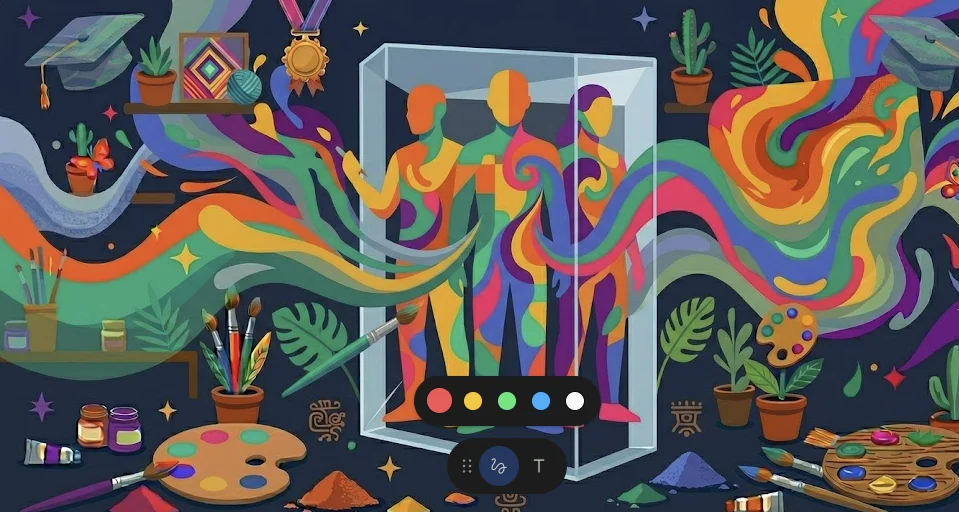 Siluetas estilizadas de artistas mexicanos icónicos con paletas de colores vibrantes