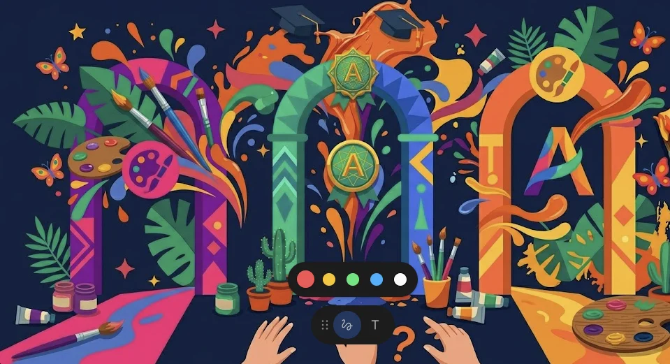 Tres caminos con íconos artísticos representando diferencias entre taller curso intensivo y diplomado de pintura