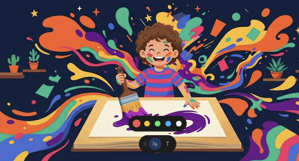 Niño sonriente pintando con brocha en taller de pintura para niños en Nicolás Romero